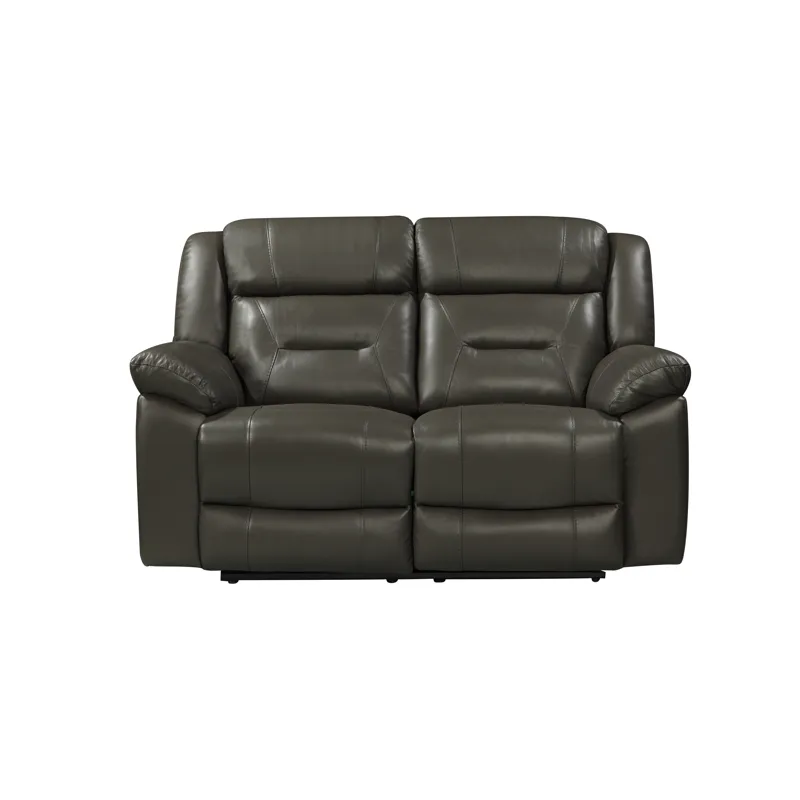 Sebastian Leather Loveseat W/ Dual Recliner-Gray