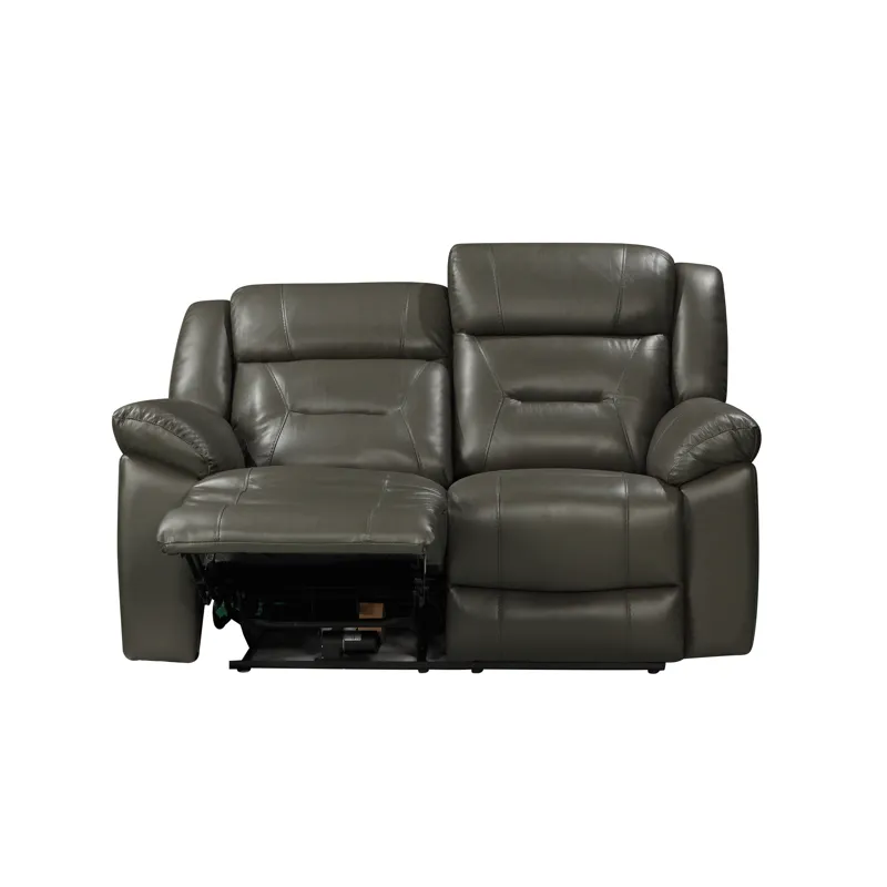 Sebastian Leather Loveseat W/ Pwr Fr-Gray