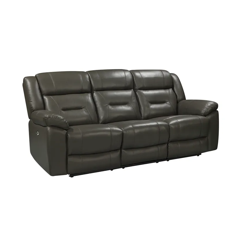 Sebastian Leather Sofa  W/ Pwr Fr-Gray