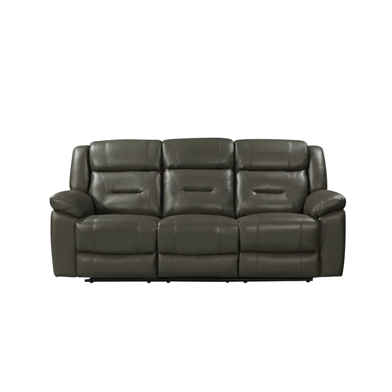 Sebastian Leather Sofa  W/ Pwr Fr-Gray