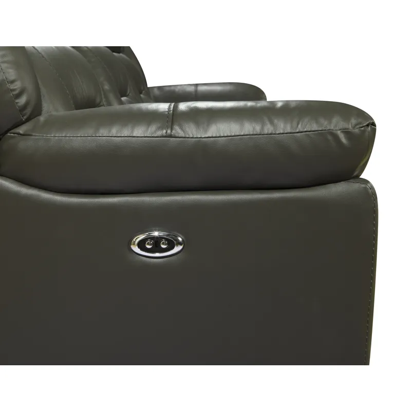 Sebastian Leather Sofa  W/ Pwr Fr-Gray