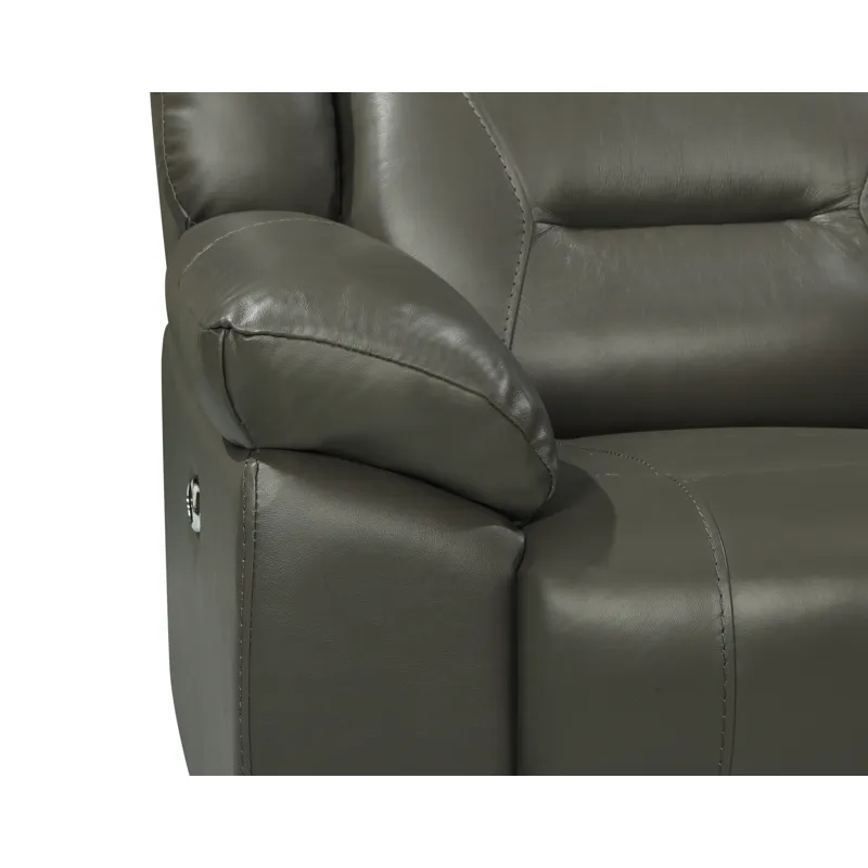 Sebastian Leather Sofa  W/ Pwr Fr-Gray