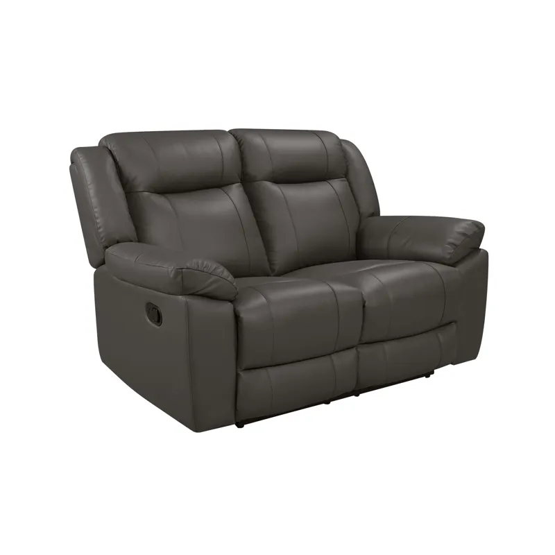 Taggart Leather Loveseat W/ Dual Recliners-Gray