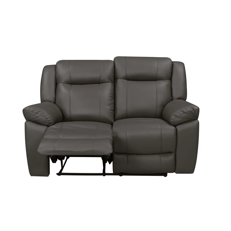 Taggart Leather Loveseat W/ Dual Recliners-Gray