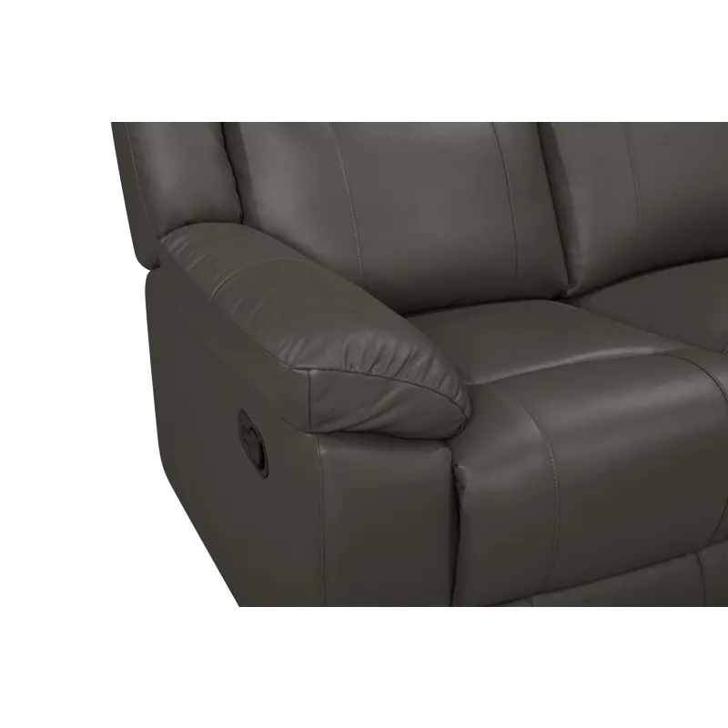 Taggart Leather Loveseat W/ Dual Recliners-Gray