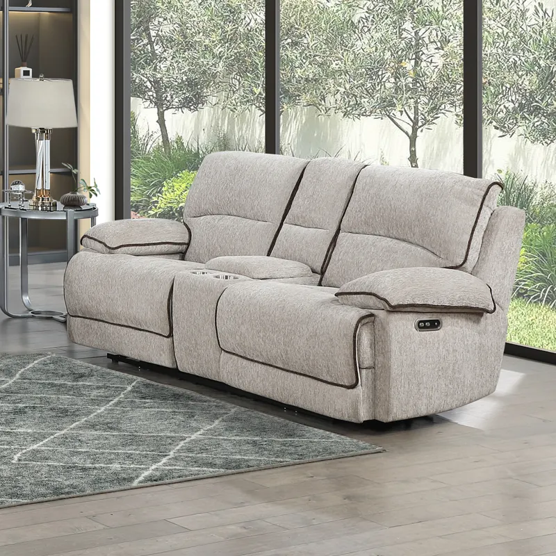 Camden Dual Reclining Console Loveseat W/Power Headrest & Footrest-Brown