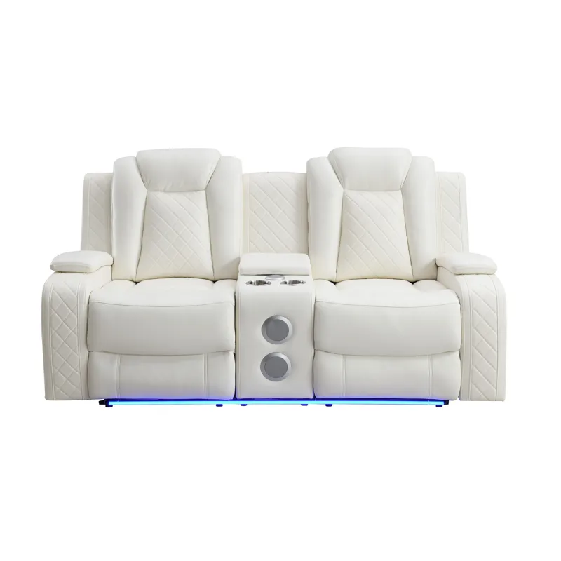 Orion II Console Loveseat W Power Footrest & Headrest-White