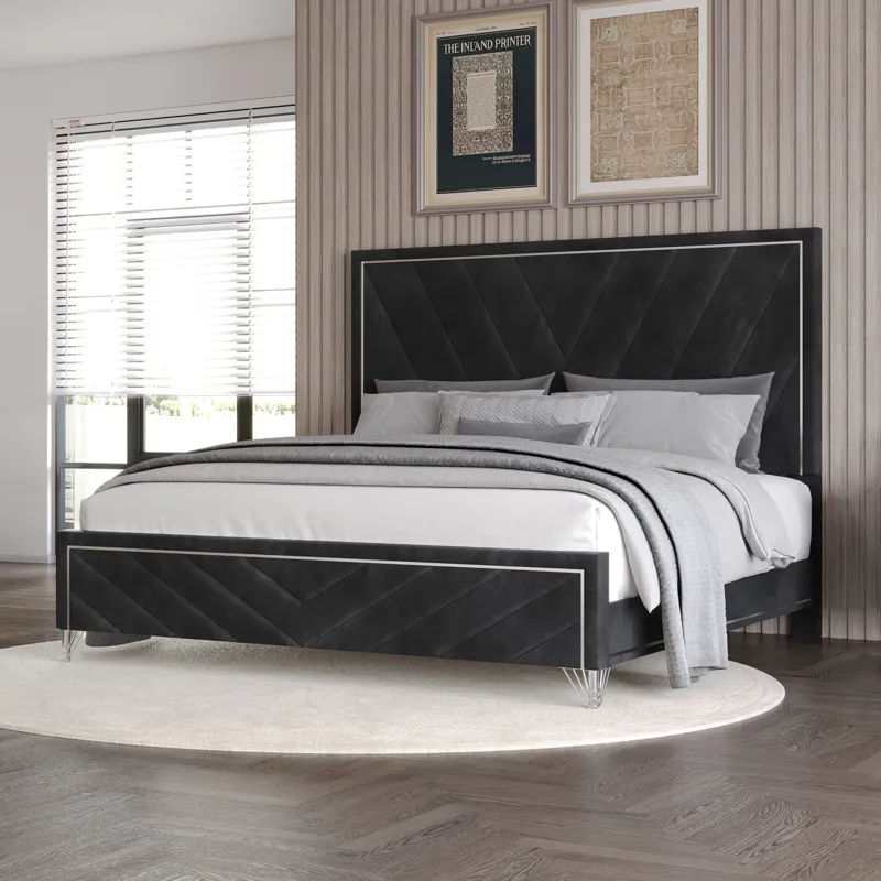 Ava Headboard, Footboard & Slat Kit-Ebony - California King
