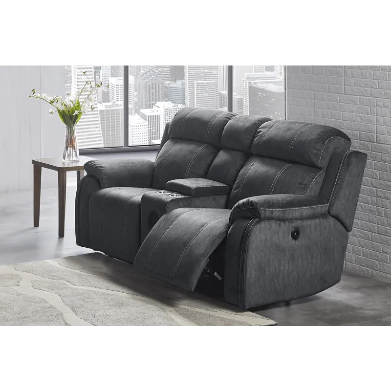 Tango Console Loveseat W/Speaker & Power Footrest-Shadow
