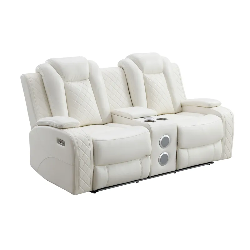Orion II Console Loveseat W Power Footrest & Headrest-White