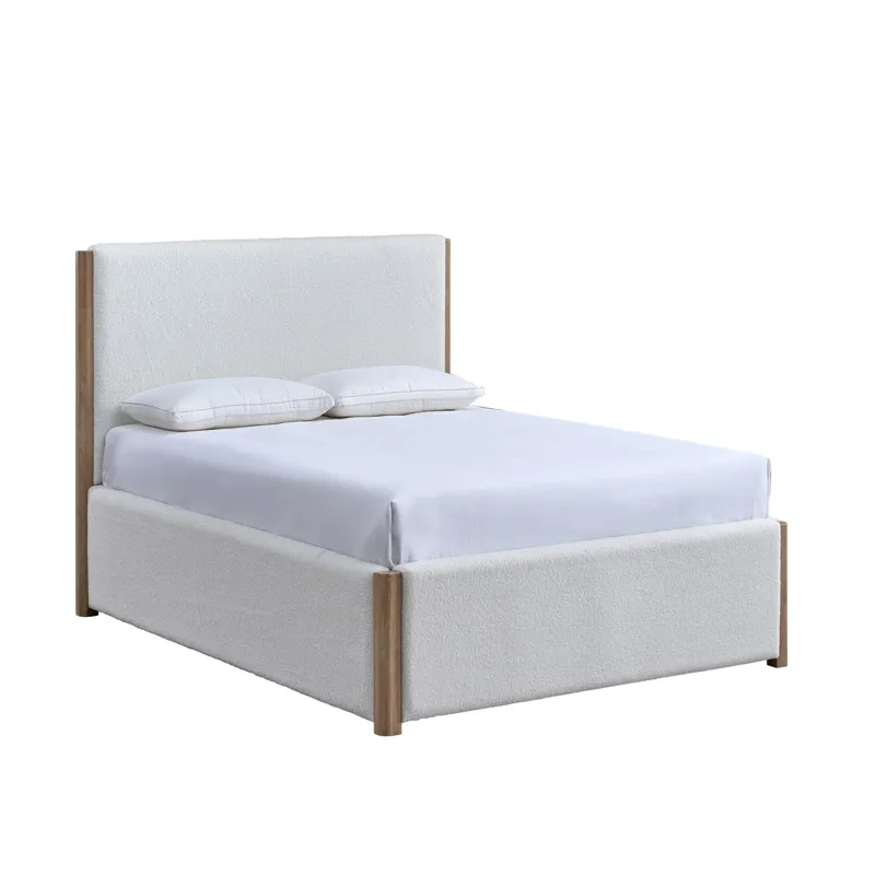 Anika Upholstered Footboard & Roll Out Slat Kit-White - Queen