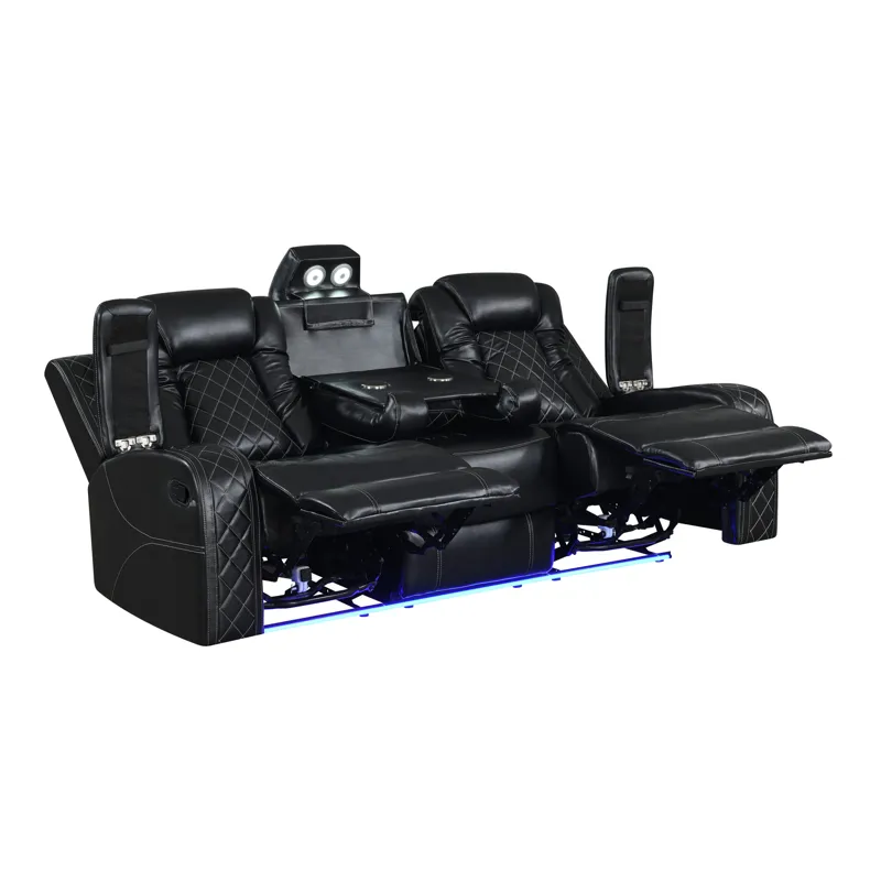 Orion II Sofa W/Dual Recliner-Black