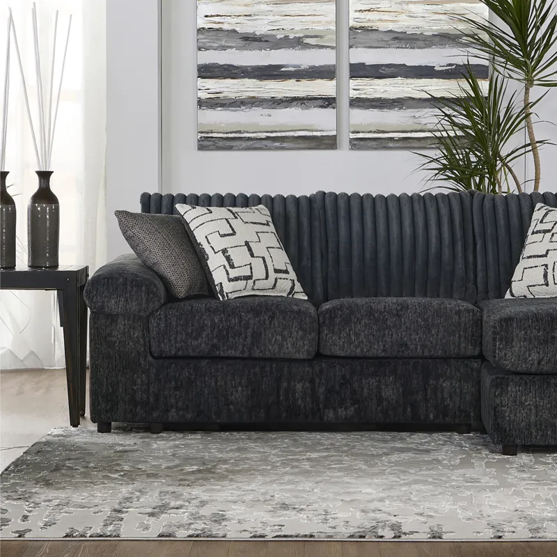 Remi LAF Loveseat W 2 Accent Pillows-Charcoal Gray
