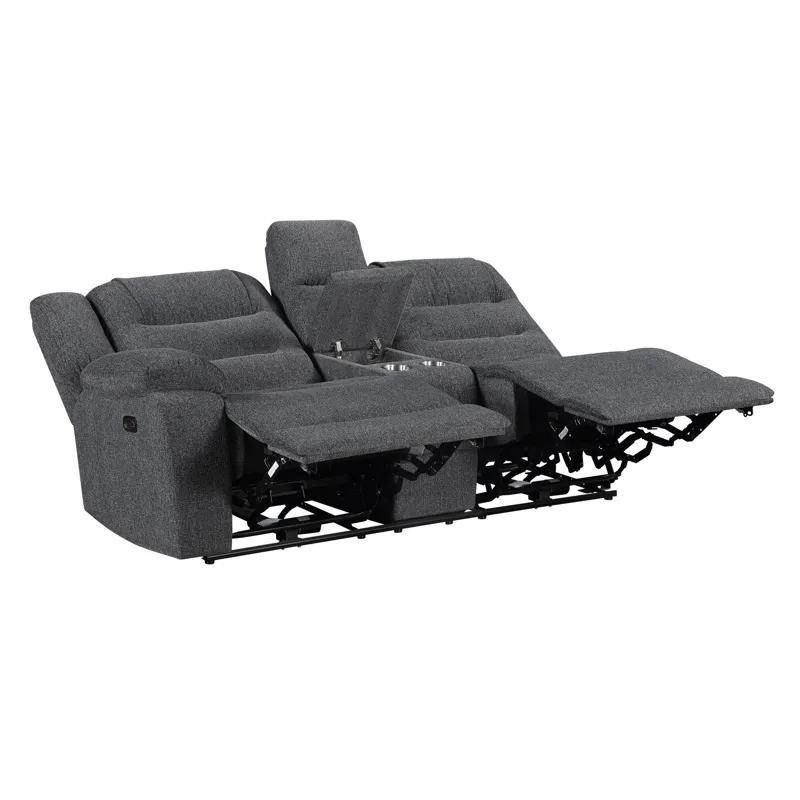 Redondo LAF Console Loveseat W 2 Recliners Power Footrest-Dk Gray