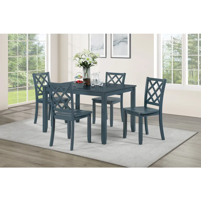 Trellis 5 PC Dining Set, Table & 4 Chairs Blue