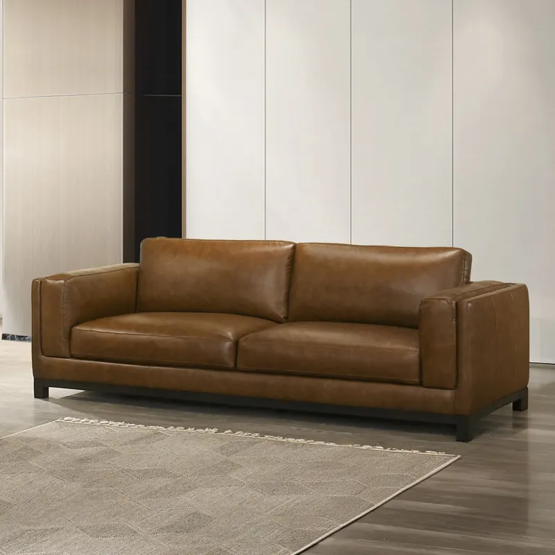 Sayer Leather Sofa-Brown
