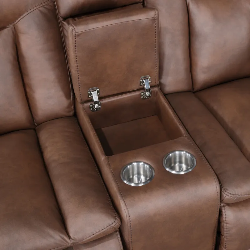 Morello Console Loveseat W Dual Recliners-Brown