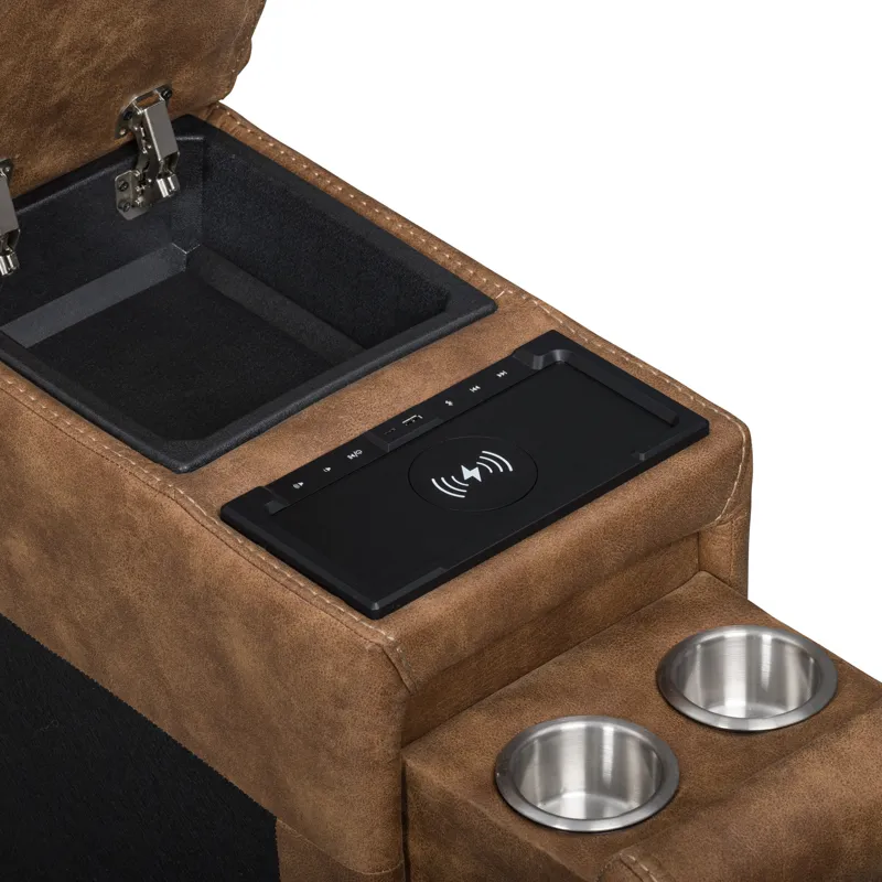 Kyra Storage Console With Speakers-Saddle