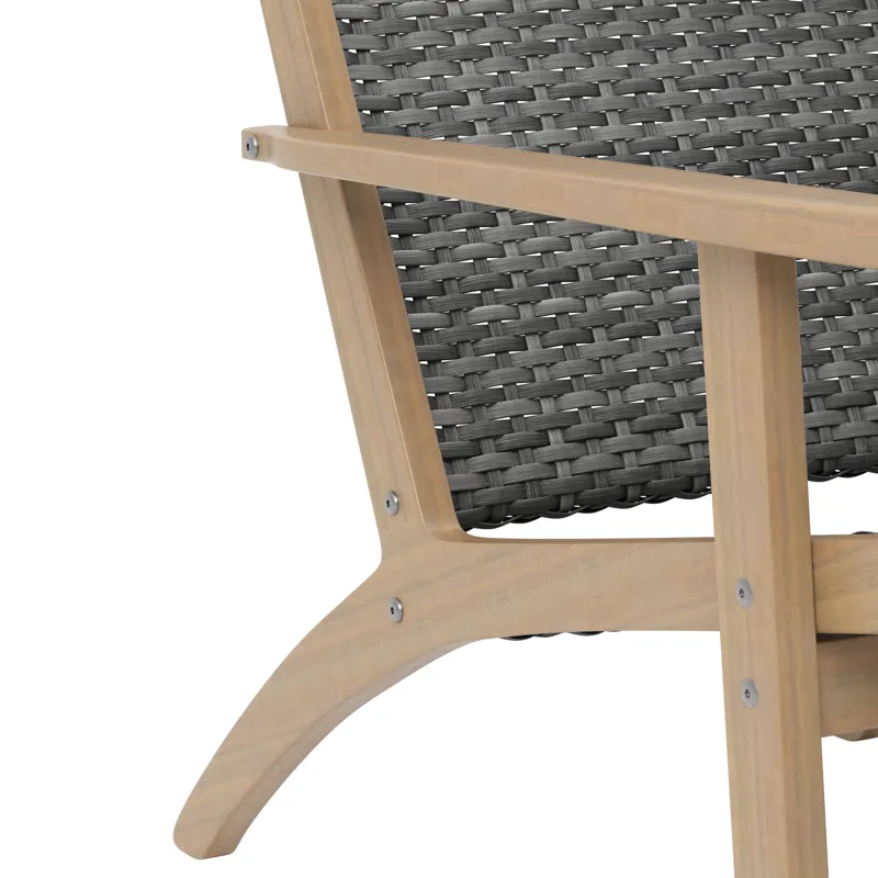 Radius Patio Wood And Gray Wicker Side Chair(2 Per Carton)