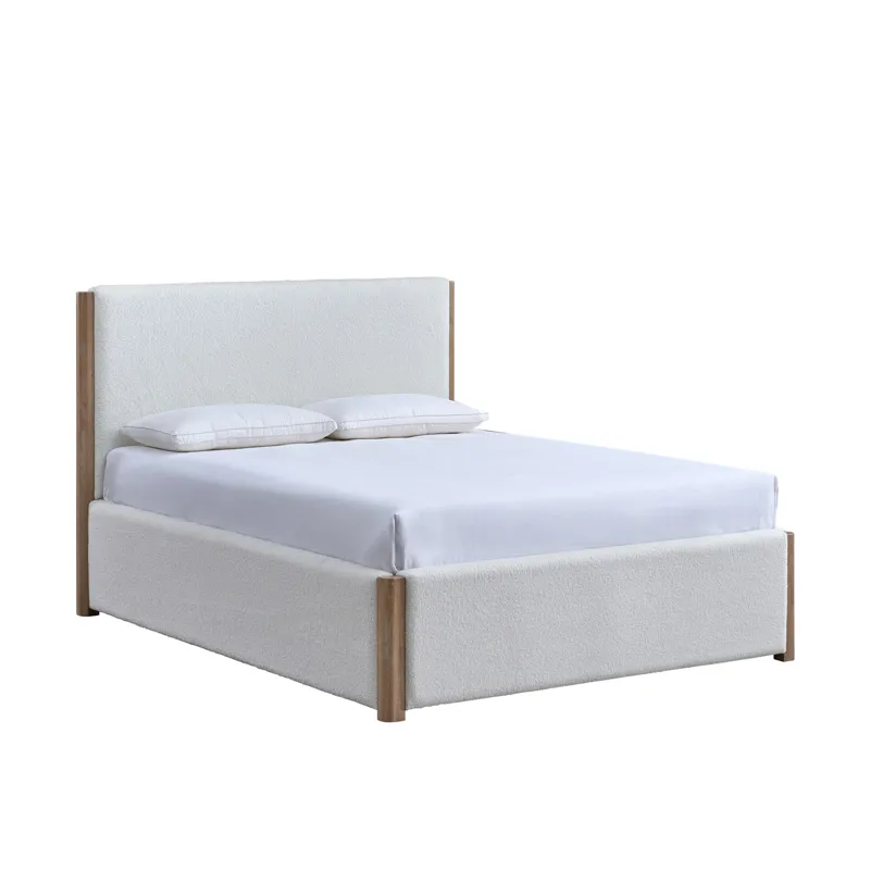Anika Upholstered Footboard & Roll Out Slat Kit-White - California King