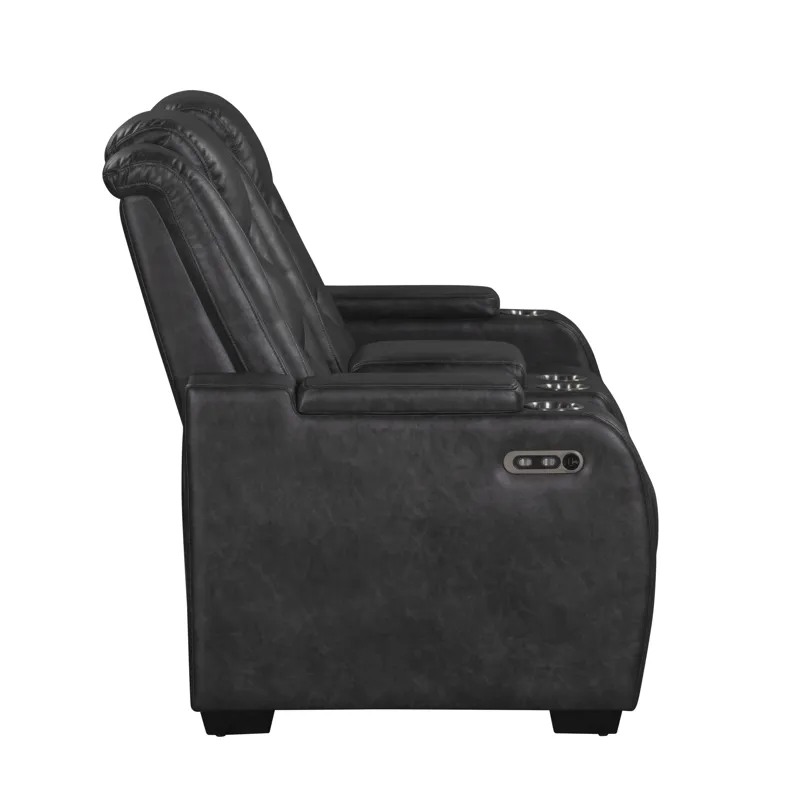 Chester Reclining Console Loveseat W/Power Headrest & Footrest-Gray