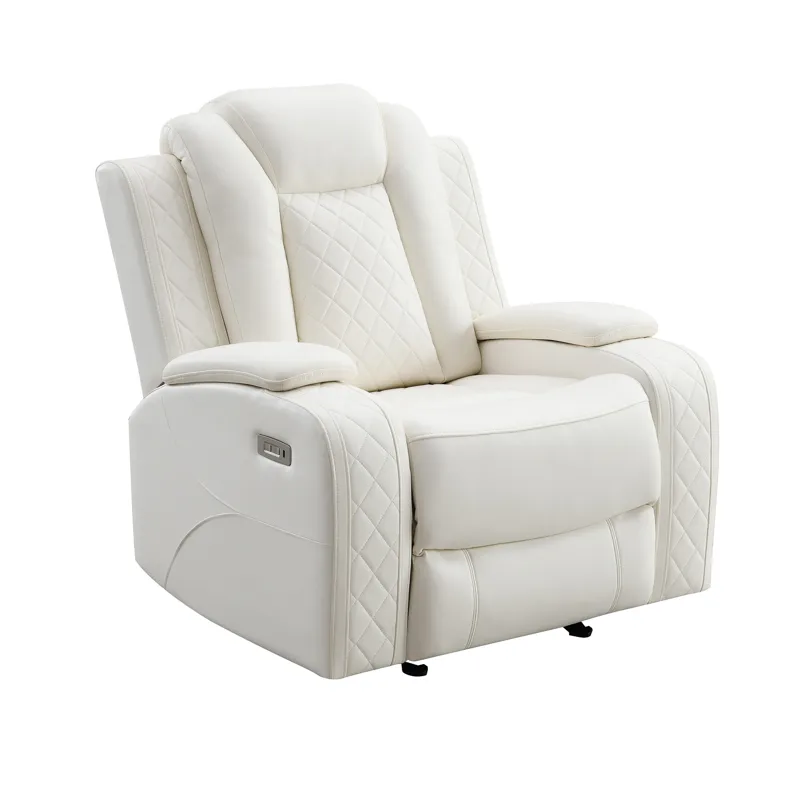 Orion II Glider Recliner W Power Footrest & Headrest-White