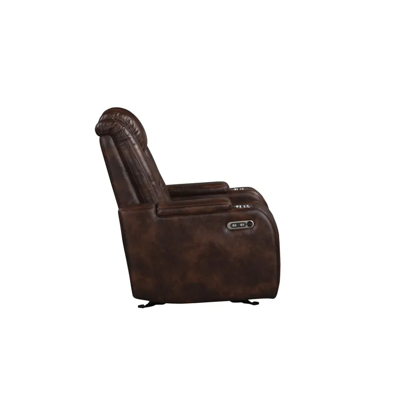 Chester Glider Recliner W/Power Headrest & Footrest-Brown