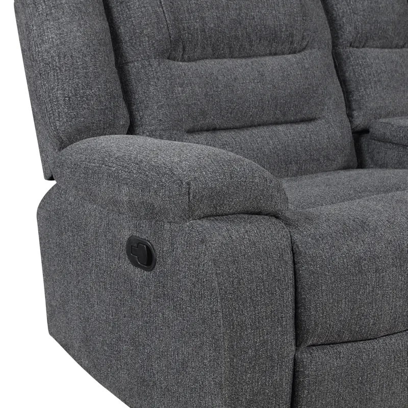 Redondo LAF Console Loveseat W 2 Recliners-Dk Gray