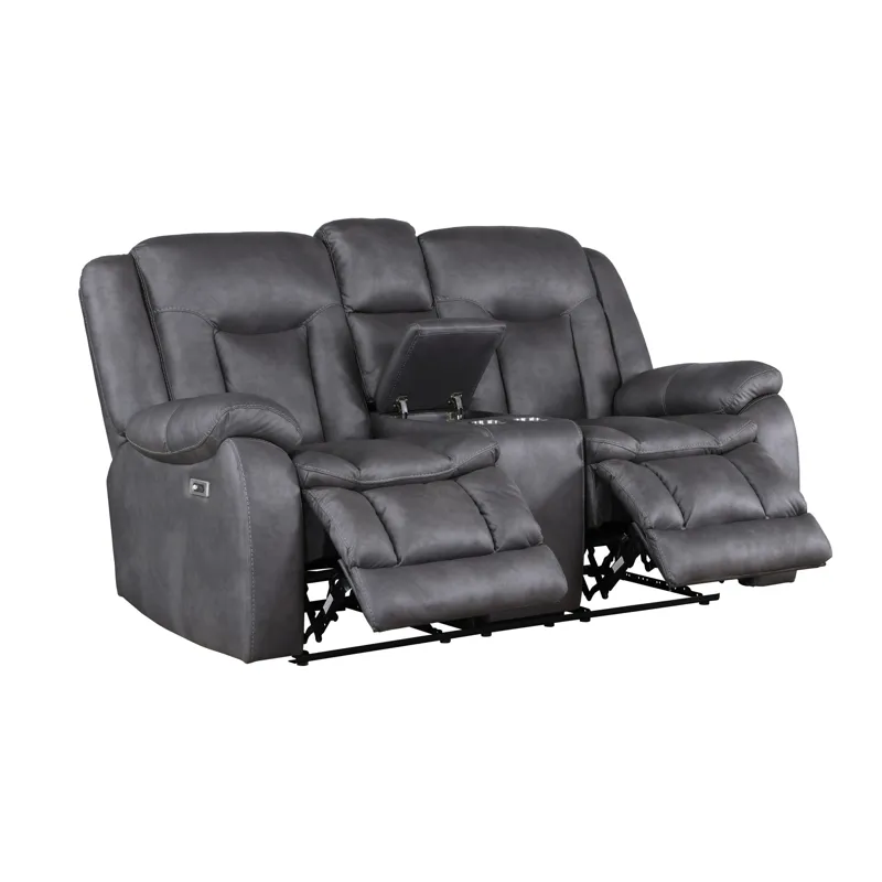 Morello Console Loveseat W/Power Footrest-Gray