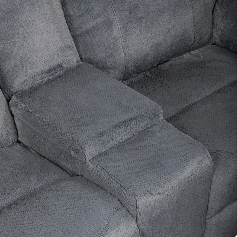 Teddy RAF Console Loveseat W/One Power Headrest & Footrest-Gray