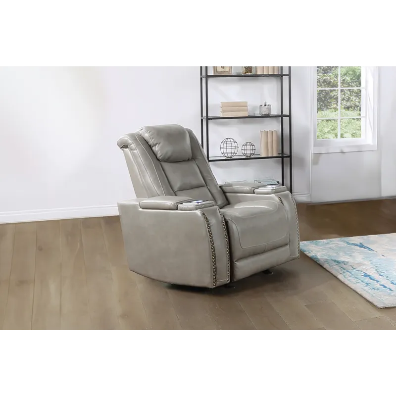 Breckenridge II Glider Recliner W Power Footrest & Headrest-Lt Gray