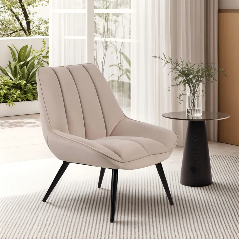 Astrid Taupe Velvet Accent Chair