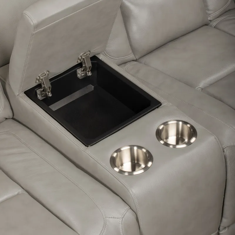 Breckenridge II Console Loveseat W Power Footrest & Headrest-Lt Gray