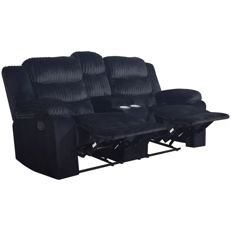 Willow Console Loveseat W Dual Recliners-Black