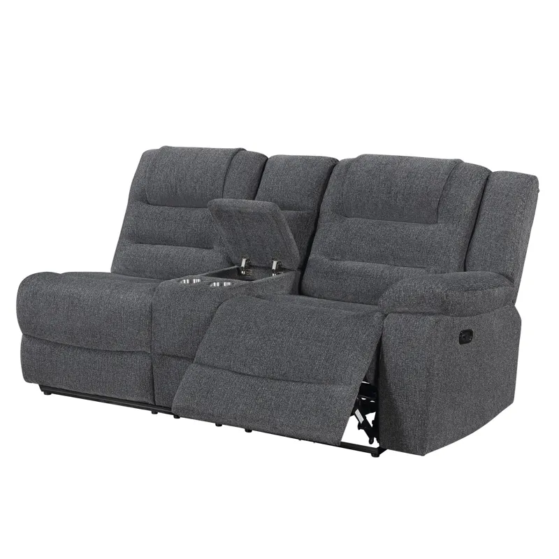 Redondo RAF Console Loveseat W/1 Recliner Power Footrest-Dk Gray
