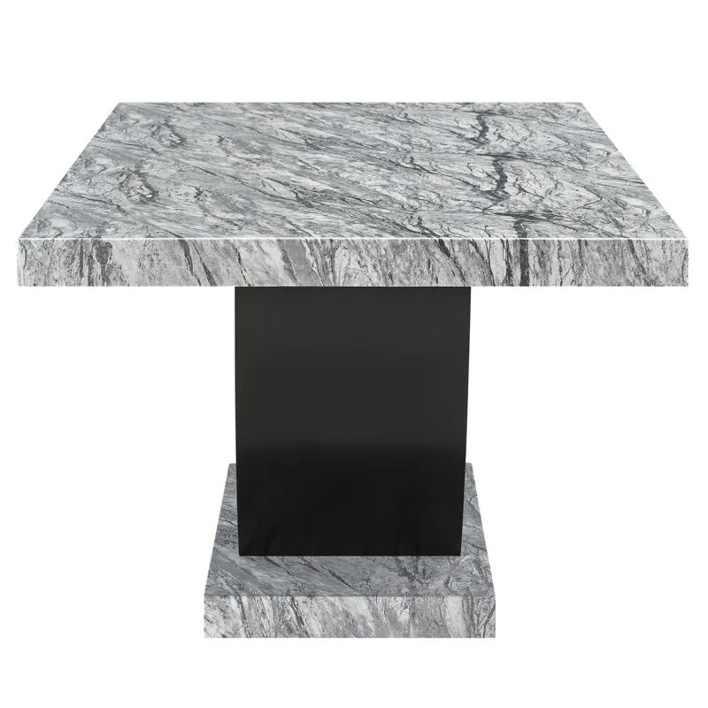 Lyra Dining Table Top And Base Bottom-Faux Gray Marble