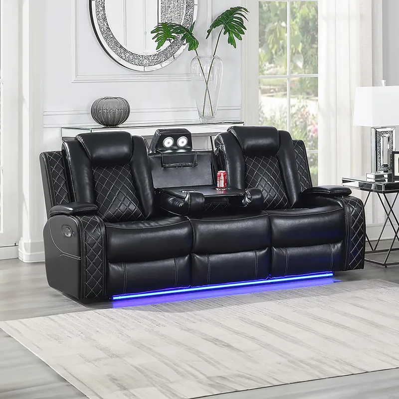 Orion II Sofa W/Dual Recliner-Black
