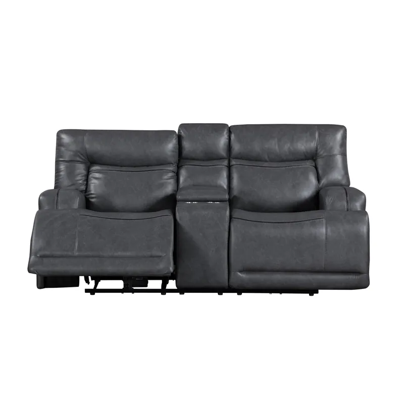 Titan Console Loveseat W/Power Headrest & Footrest-Gray