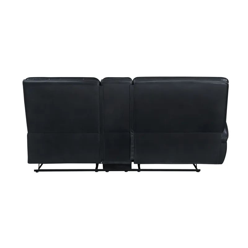 Warner LAF Console Loveseat W 2 Recliners-Black
