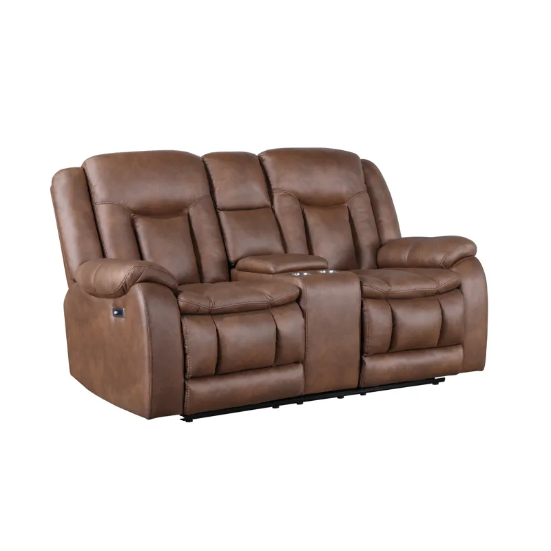 Morello Console Loveseat W/Power Footrest-Brown