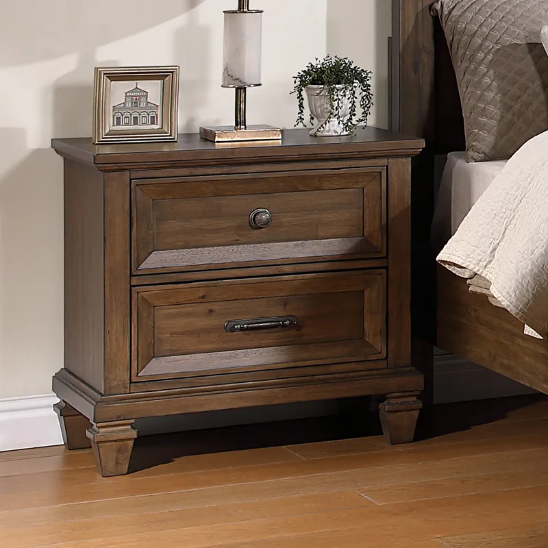 Mariana Nightstand W/USB-Vintage Mocha