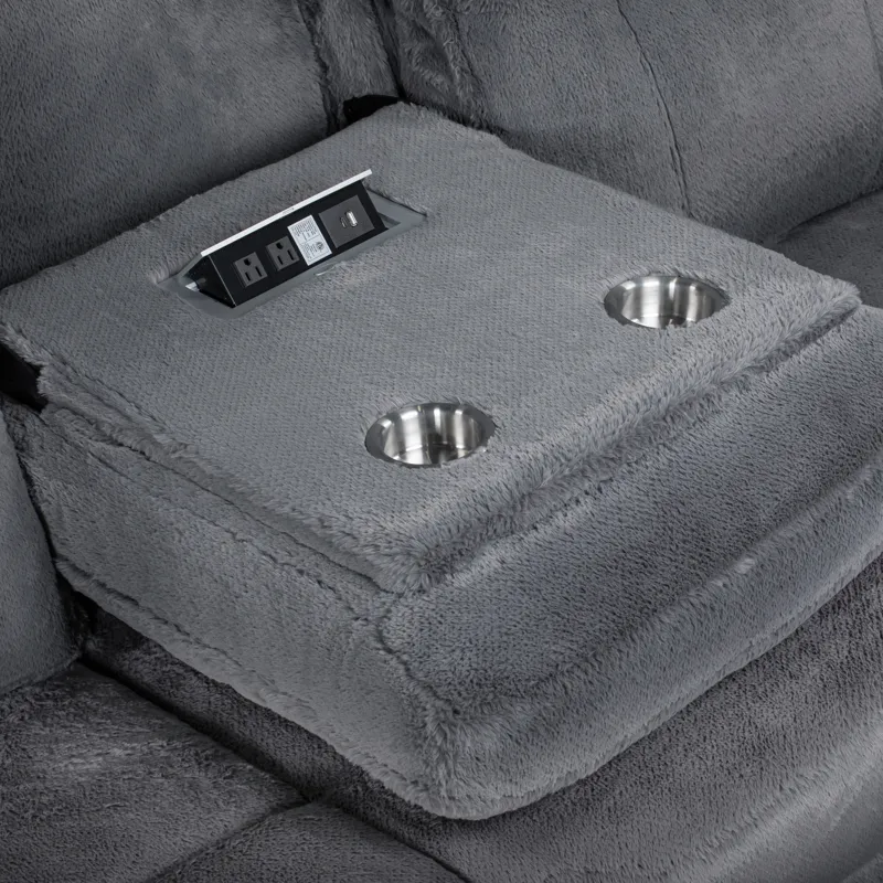 Teddy LAF Sofa W/Power Headrest & Footrest-Gray