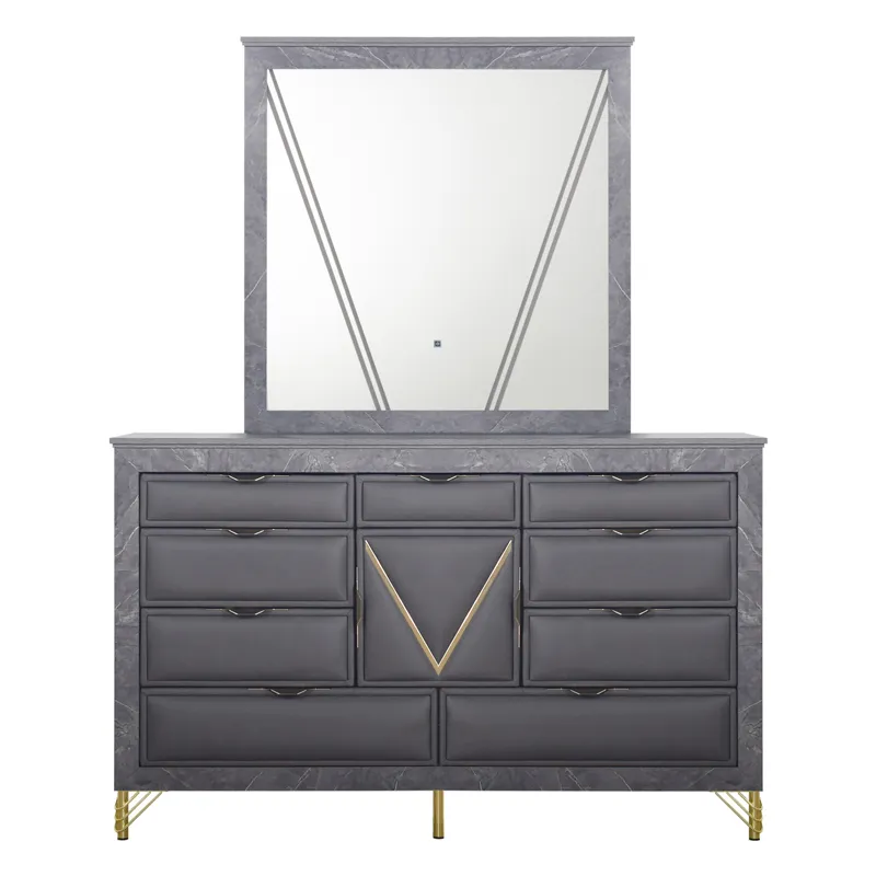 Symmetry Lighted Mirror-Charcoal