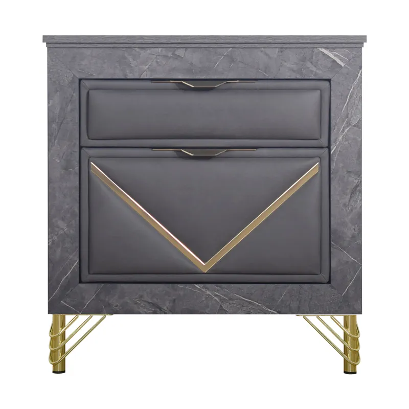 Symmetry 2 Drawer Nightstand-Charcoal