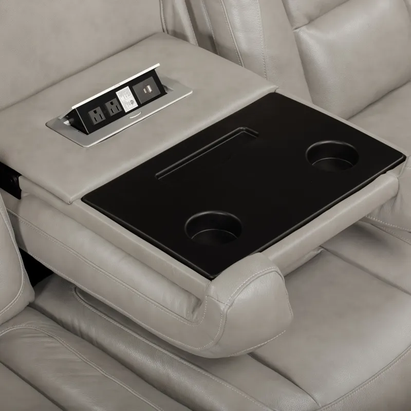 Breckenridge II Sofa W Power Footrest & Headrest-Lt Gray