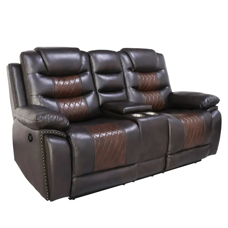 Nikko Console Loveseat W/Power Footrest-Brown