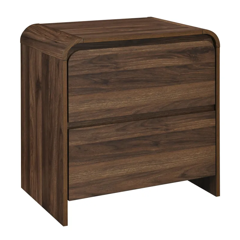 Mara Two Drawer End Table Bedside Table-Walnut