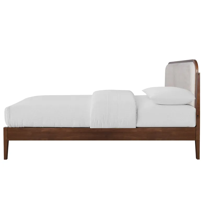 Hawthorne White Upholstered Platform Headboard-Waln - Queen