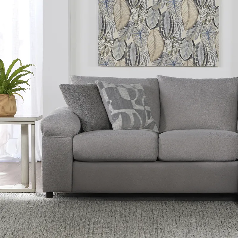 Remi LAF Loveseat W 2 Accent Pillows-Light Gray