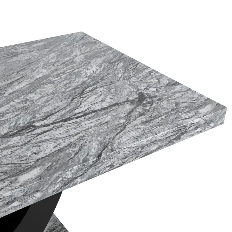 Lyra Dining Table Top And Base Bottom-Faux Gray Marble